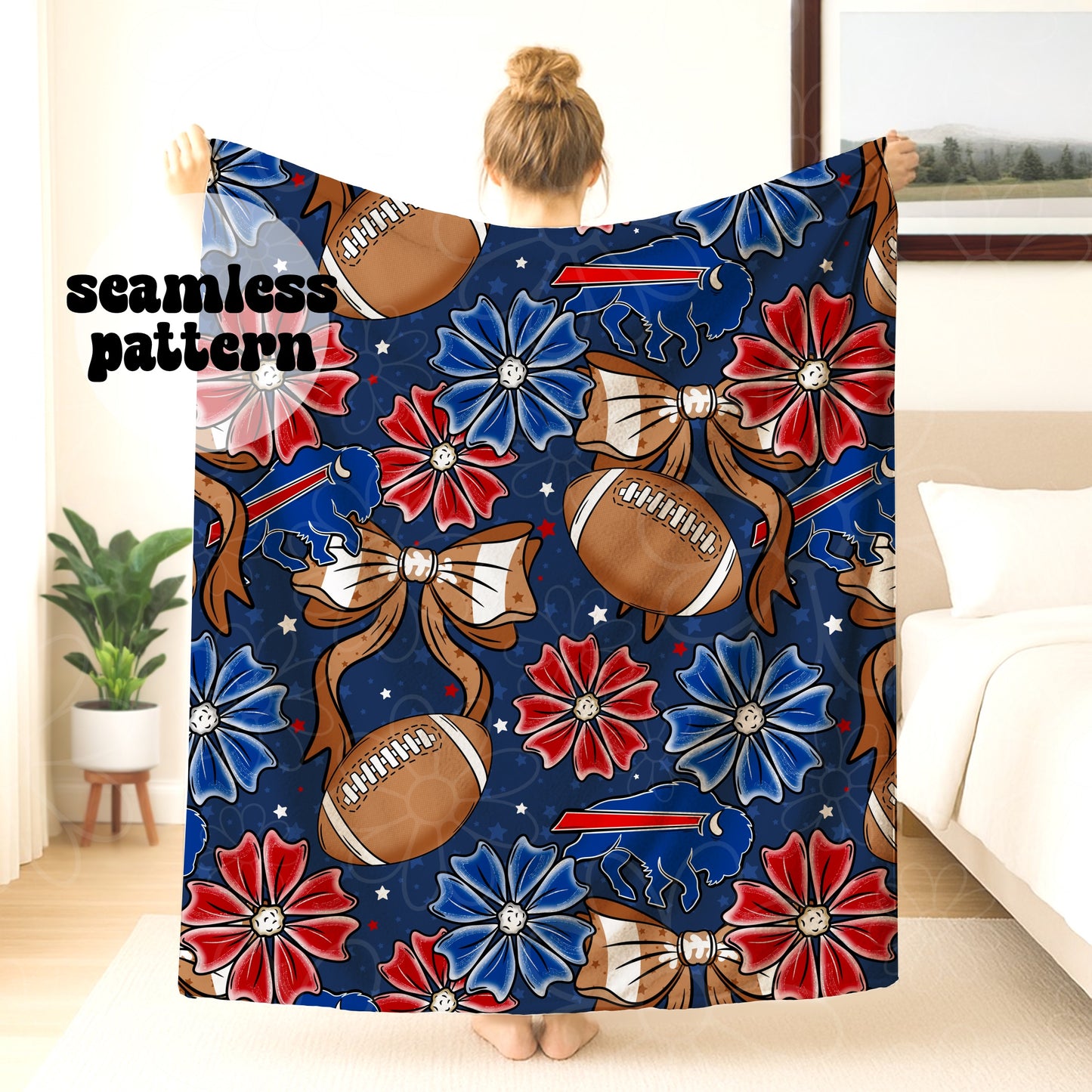 Buffalo Football Floral Seamless | Repeating Pattern