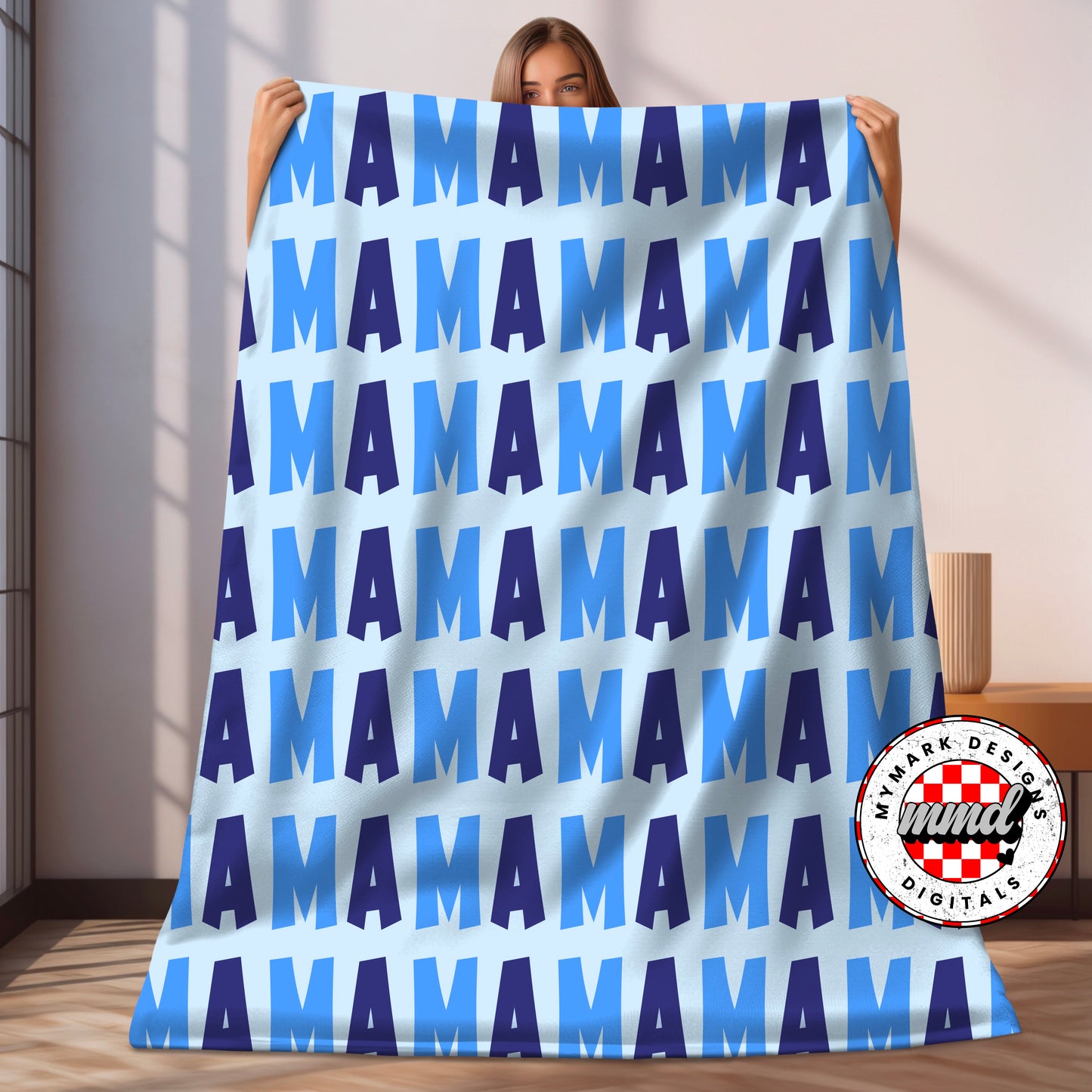 MAMA : Blue : Seamless Pattern  : PNG