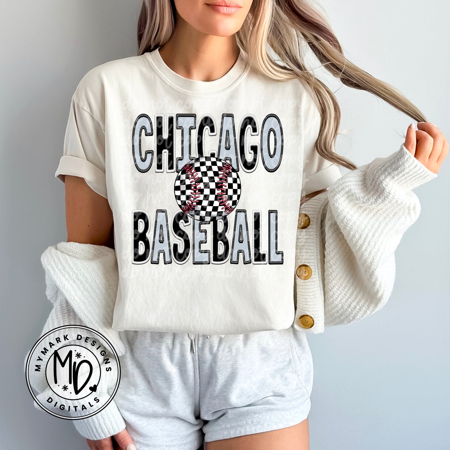 Chicago Baseball : Faux Embroidery : 1 : PNG