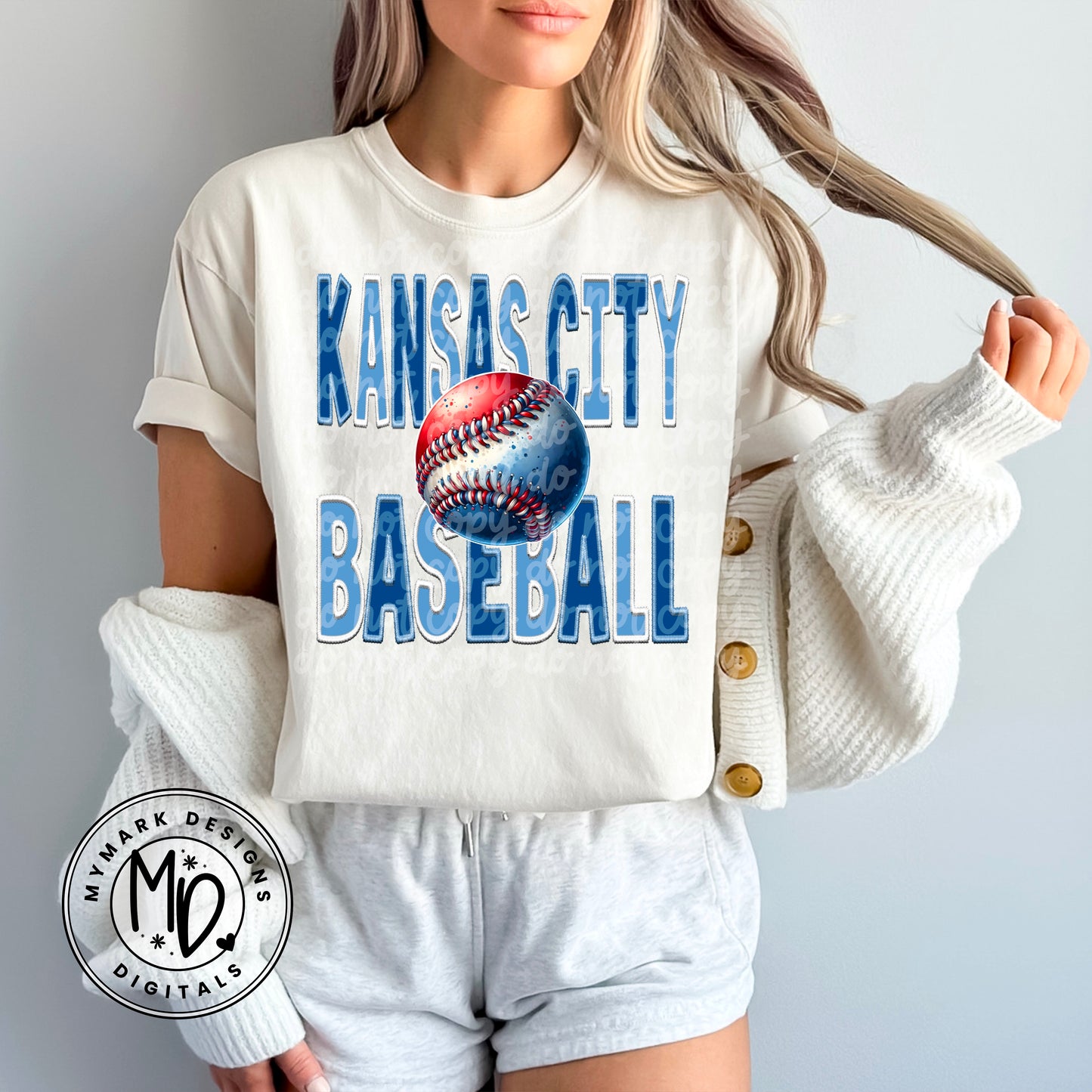 Kansas City Baseball : Faux Embroidery : PNG