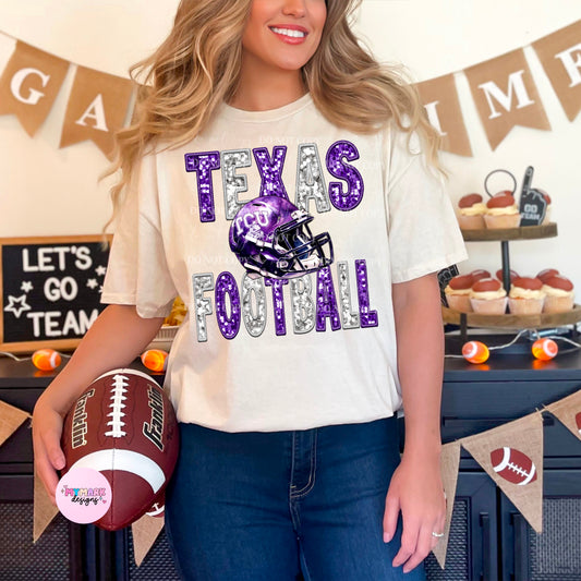 Texas T :  Sequin faux embroidery : PNG COLLEGE