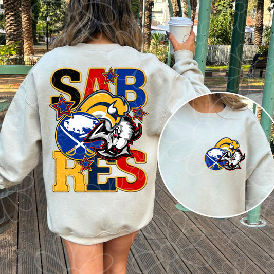 Triple Buffalo Hockey | PNG | Faux Embroidery & Pocket Print