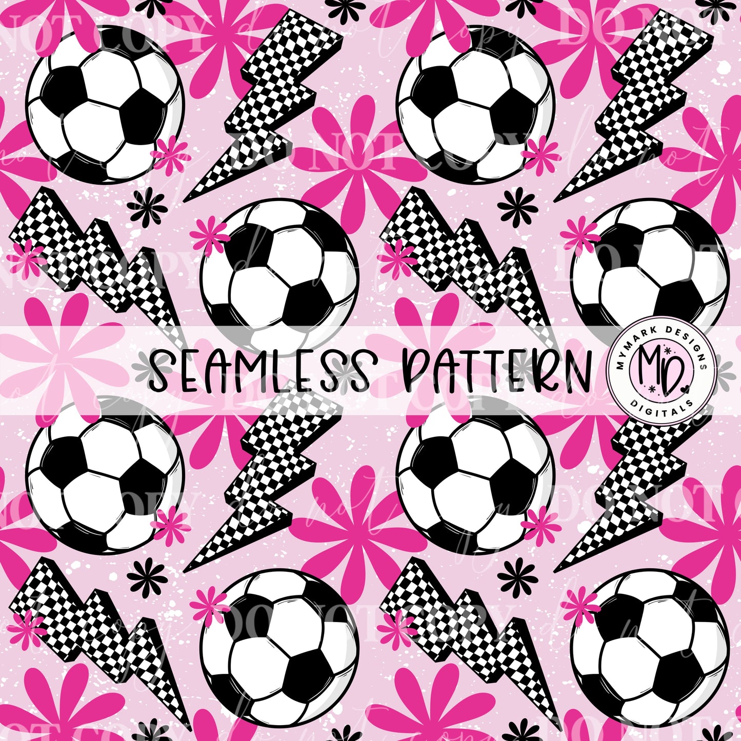 Soccer : pink Girly Bolt : Seamless Design