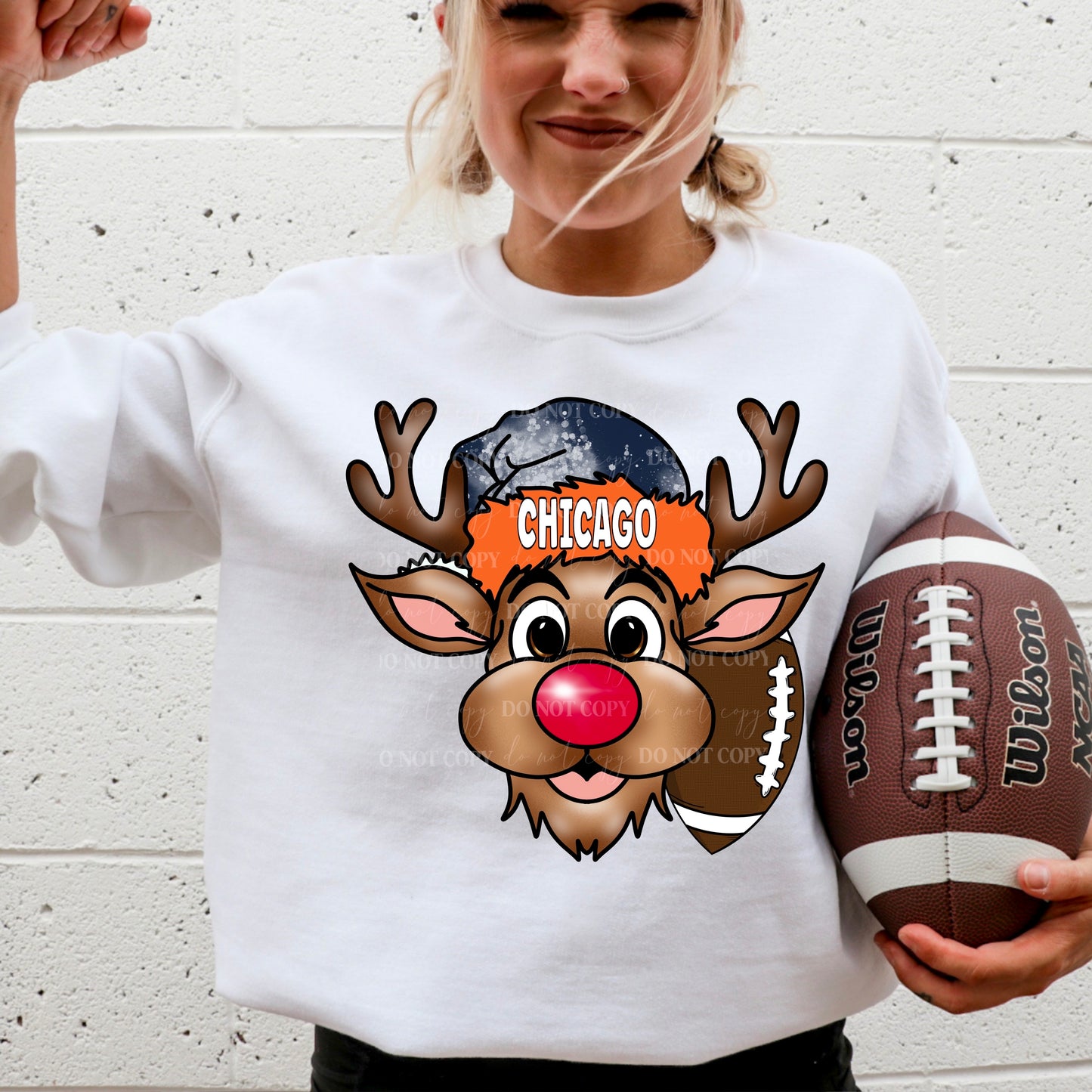 Chicago : Christmas Reindeer : Plain & Faux Sequin Included : PNG