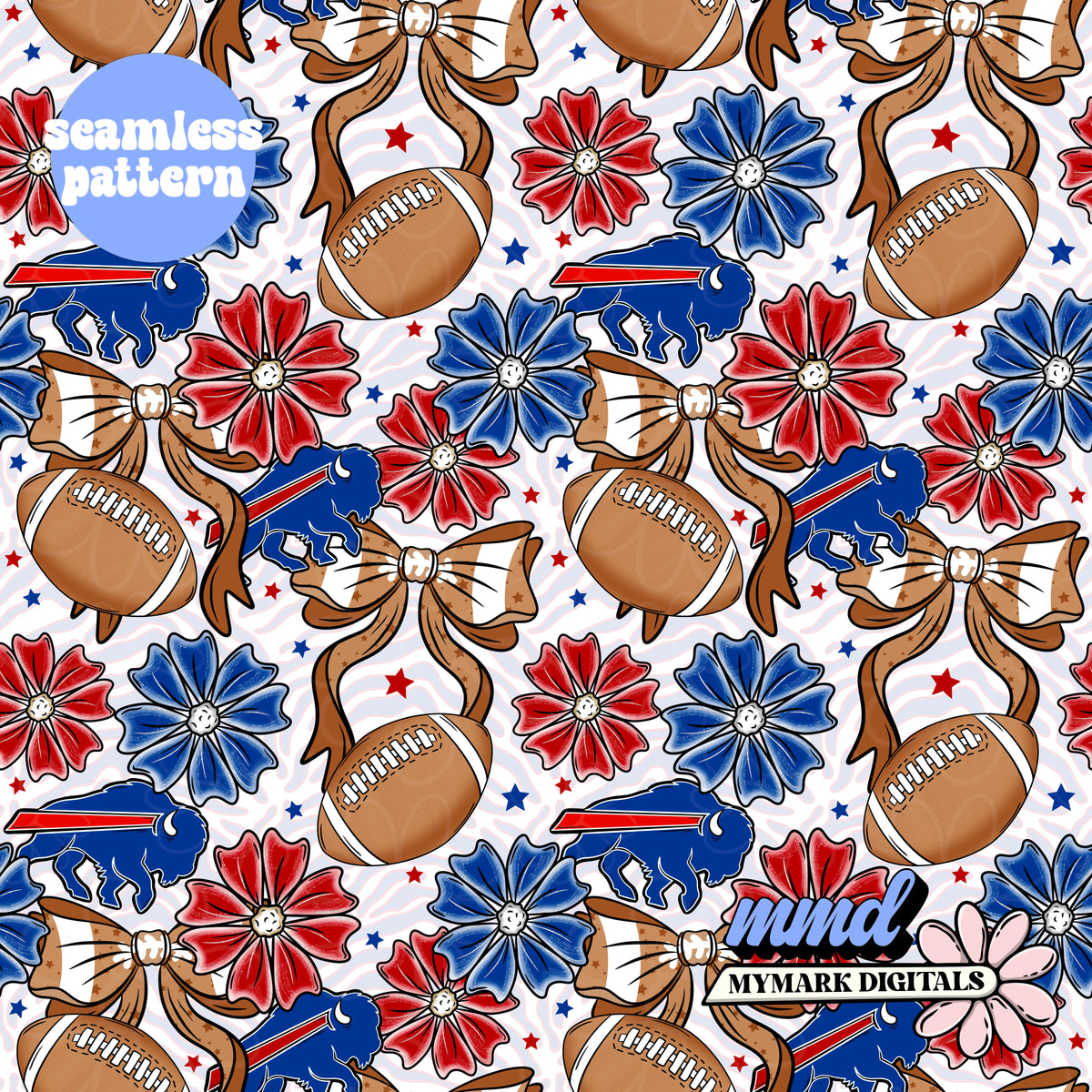 Buffalo Football Floral Seamless | Repeating Pattern
