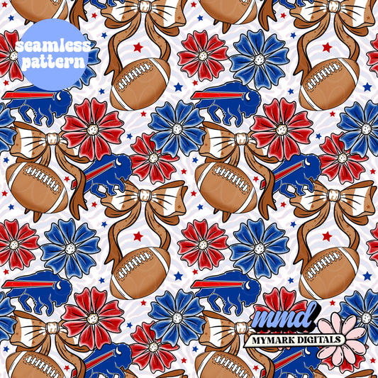 Buffalo Football Floral Seamless | Repeating Pattern