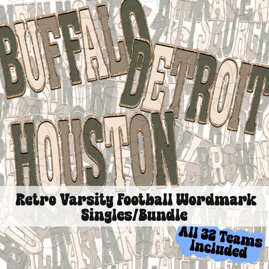 *MULTIPLE TEAMS/SINGLES/BUNDLE* Football Retro Varsity Wordmark |July 2026
