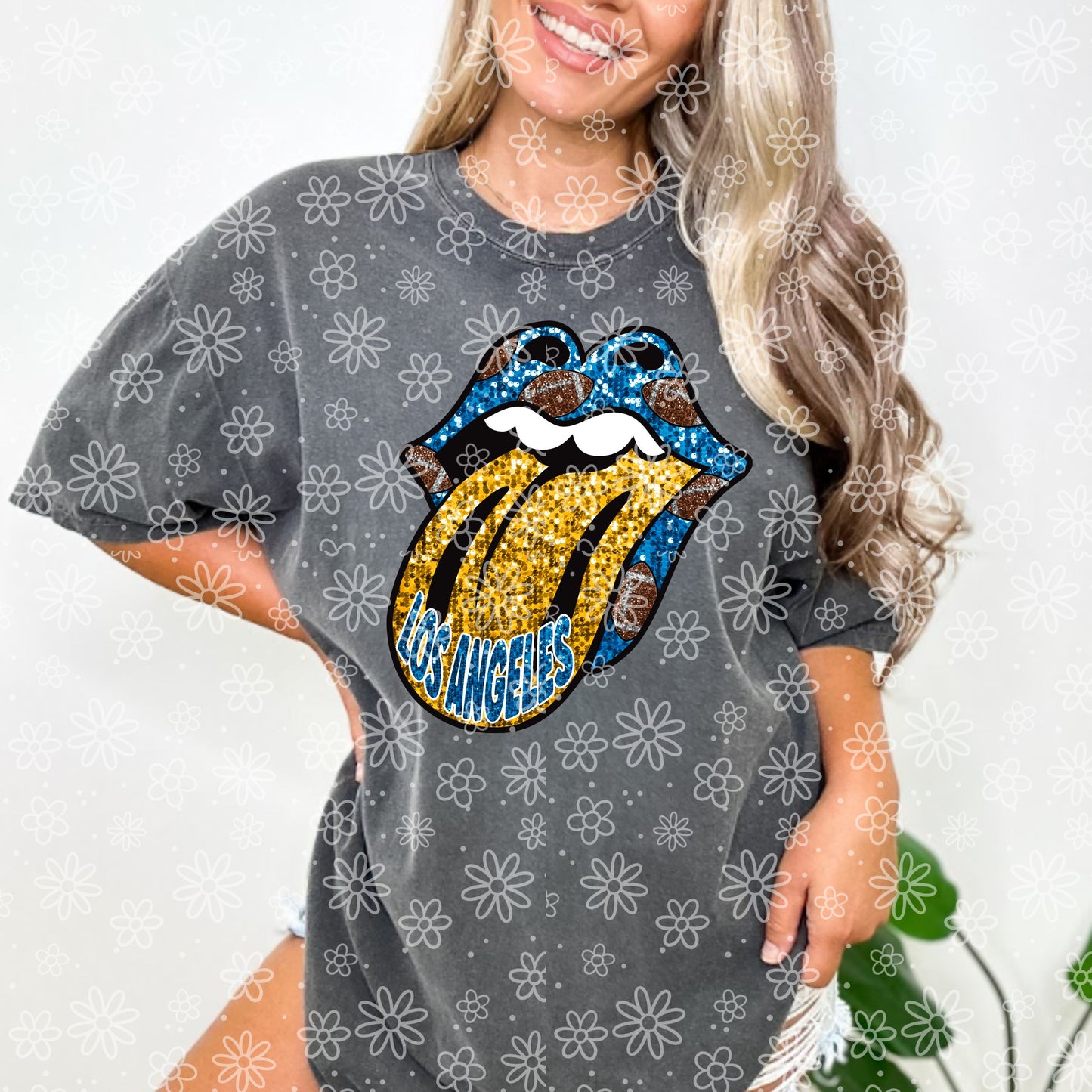 SEQUIN FOOTBALL TONGUE| Bundle Available | PNG | October 2023