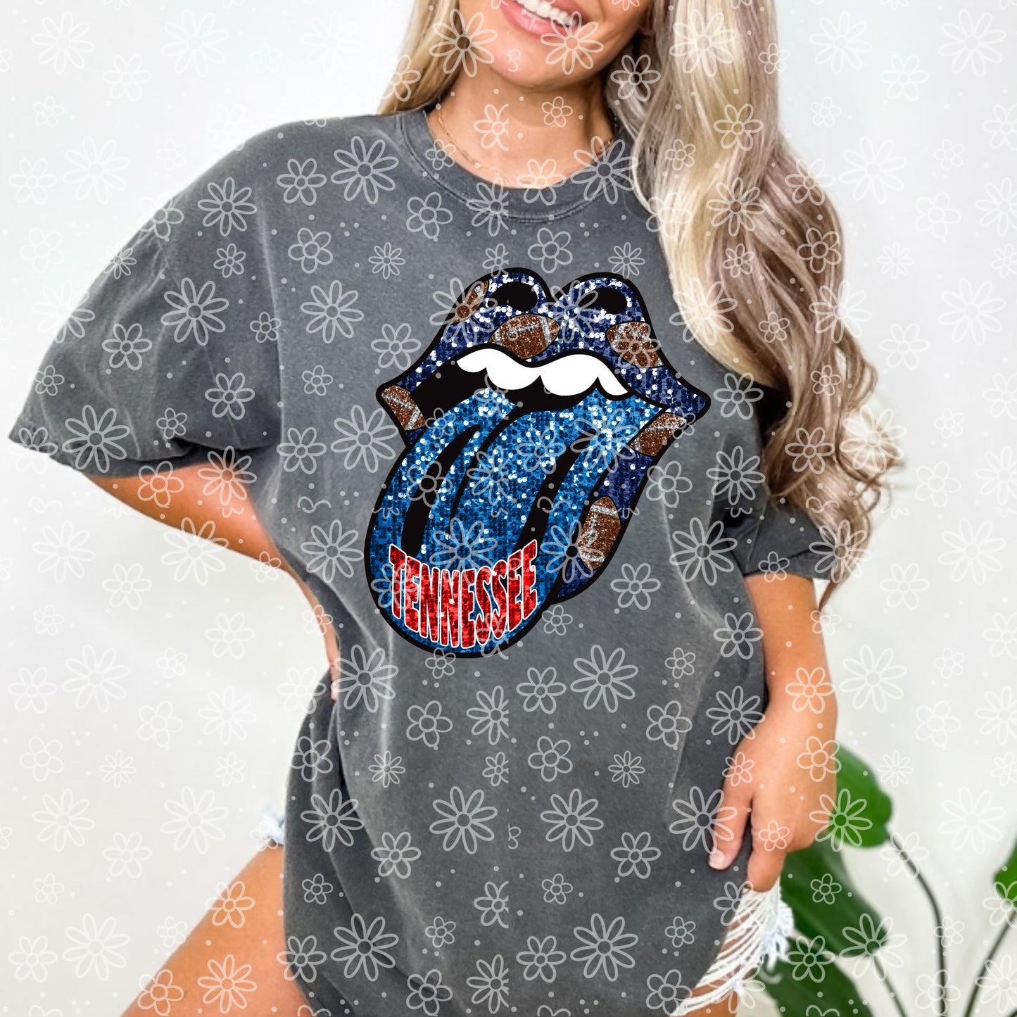 SEQUIN FOOTBALL TONGUE| Bundle Available | PNG | October 2023