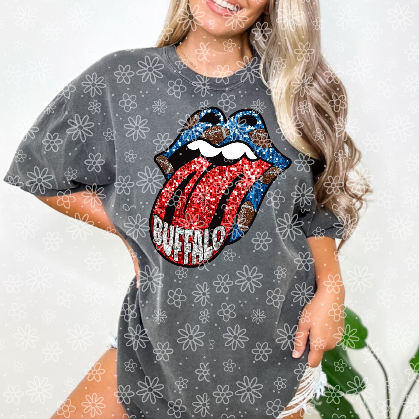 SEQUIN FOOTBALL TONGUE| Bundle Available | PNG | October 2023