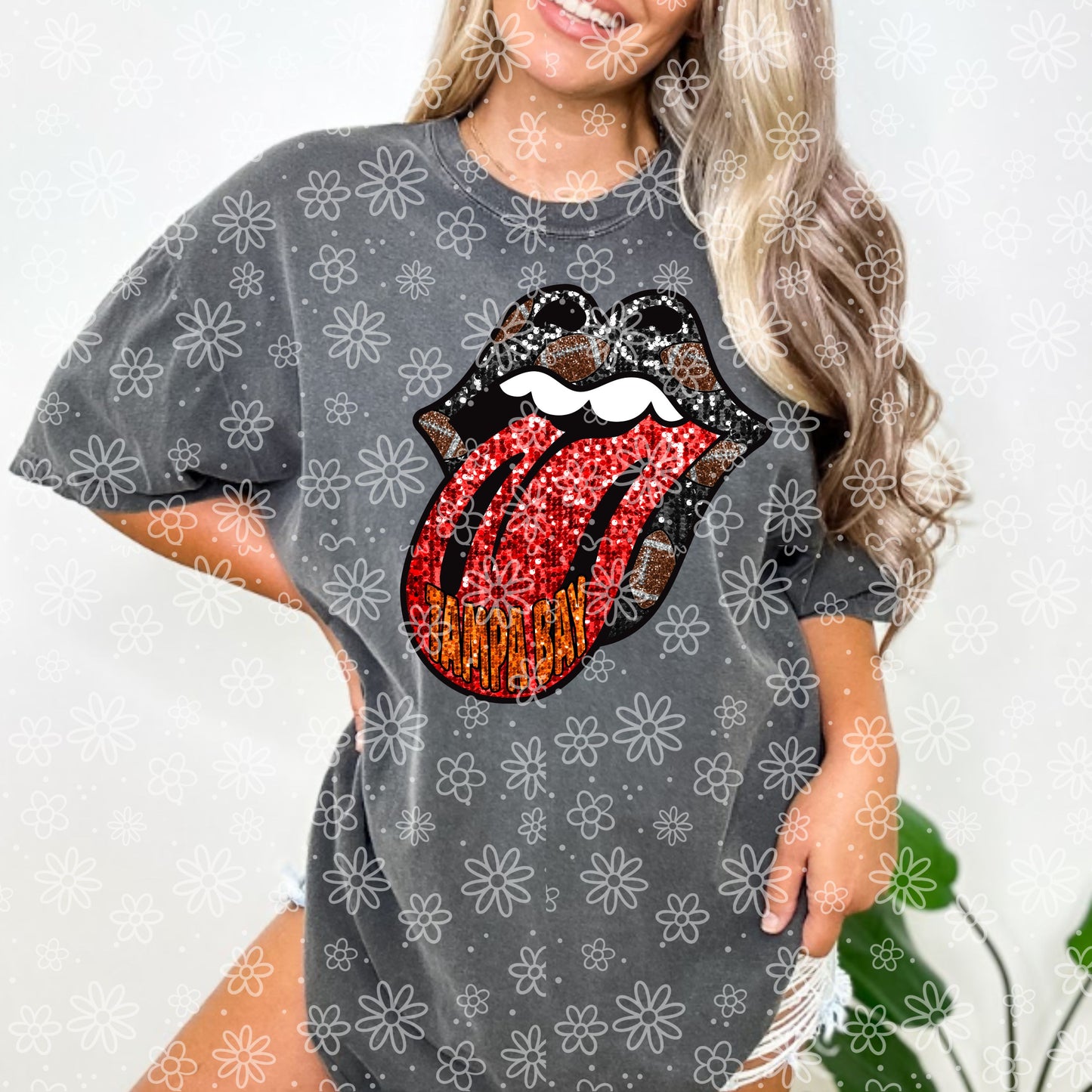 SEQUIN FOOTBALL TONGUE| Bundle Available | PNG | October 2023