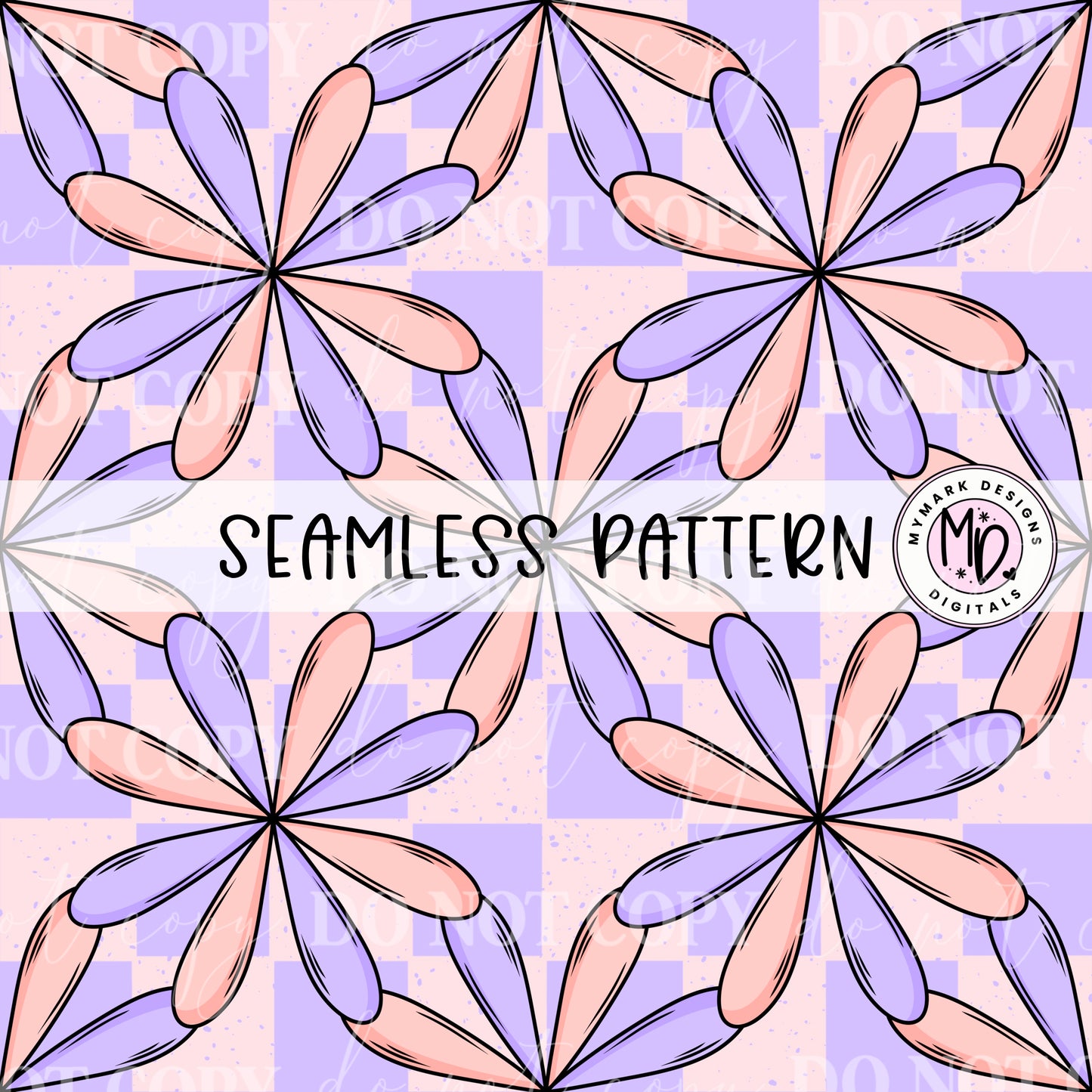 Pink & Purple Retro Floral  : Seamless Design