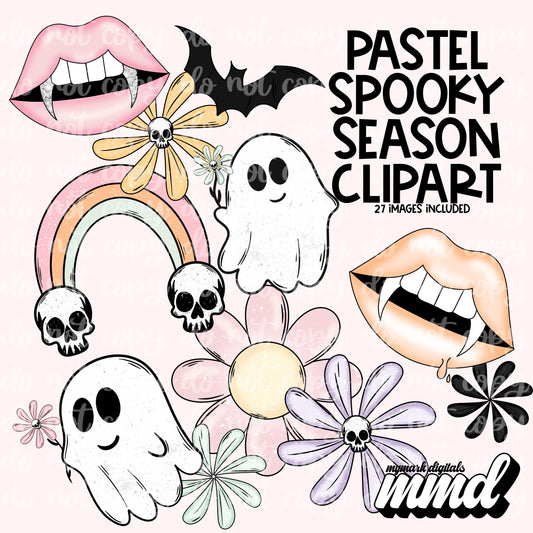 Pastel Spooky Season Clipart - Handdrawn