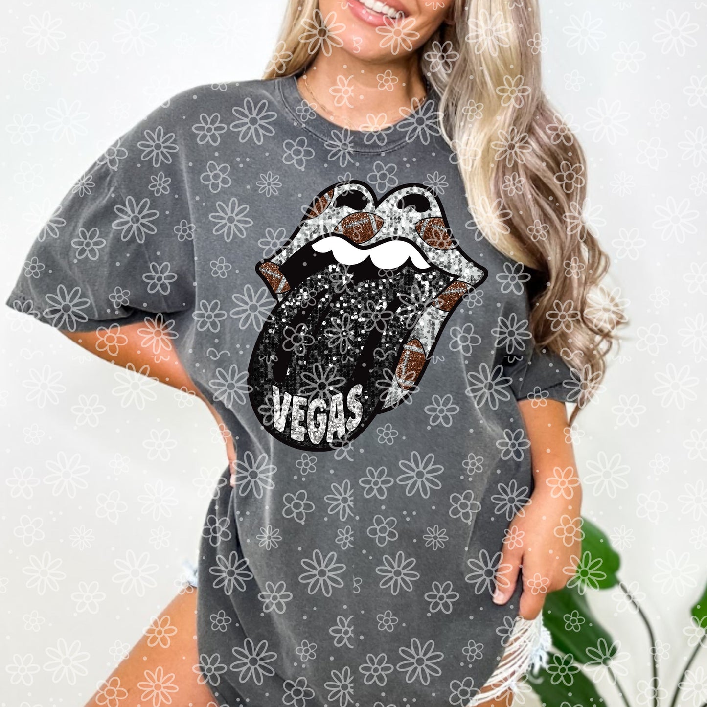 SEQUIN FOOTBALL TONGUE| Bundle Available | PNG | October 2023