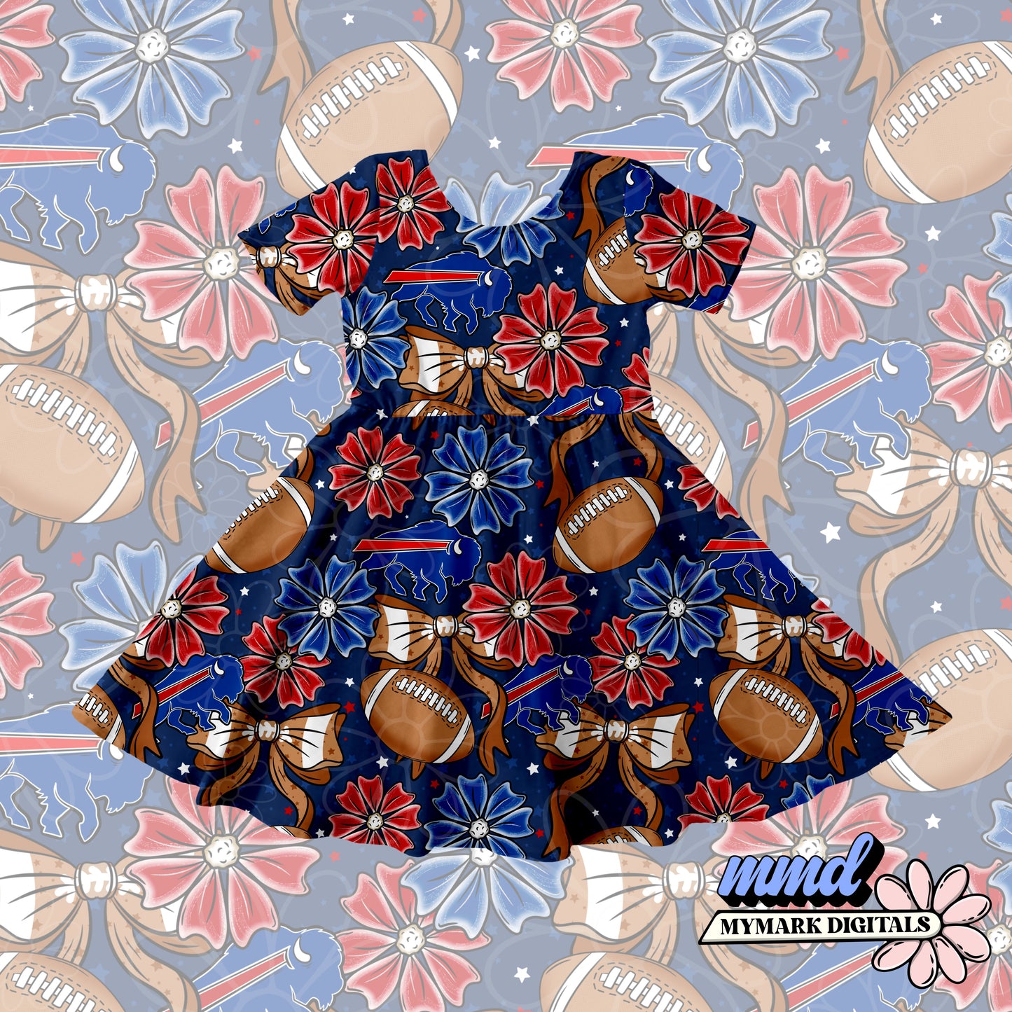 Buffalo Football Floral Seamless | Repeating Pattern