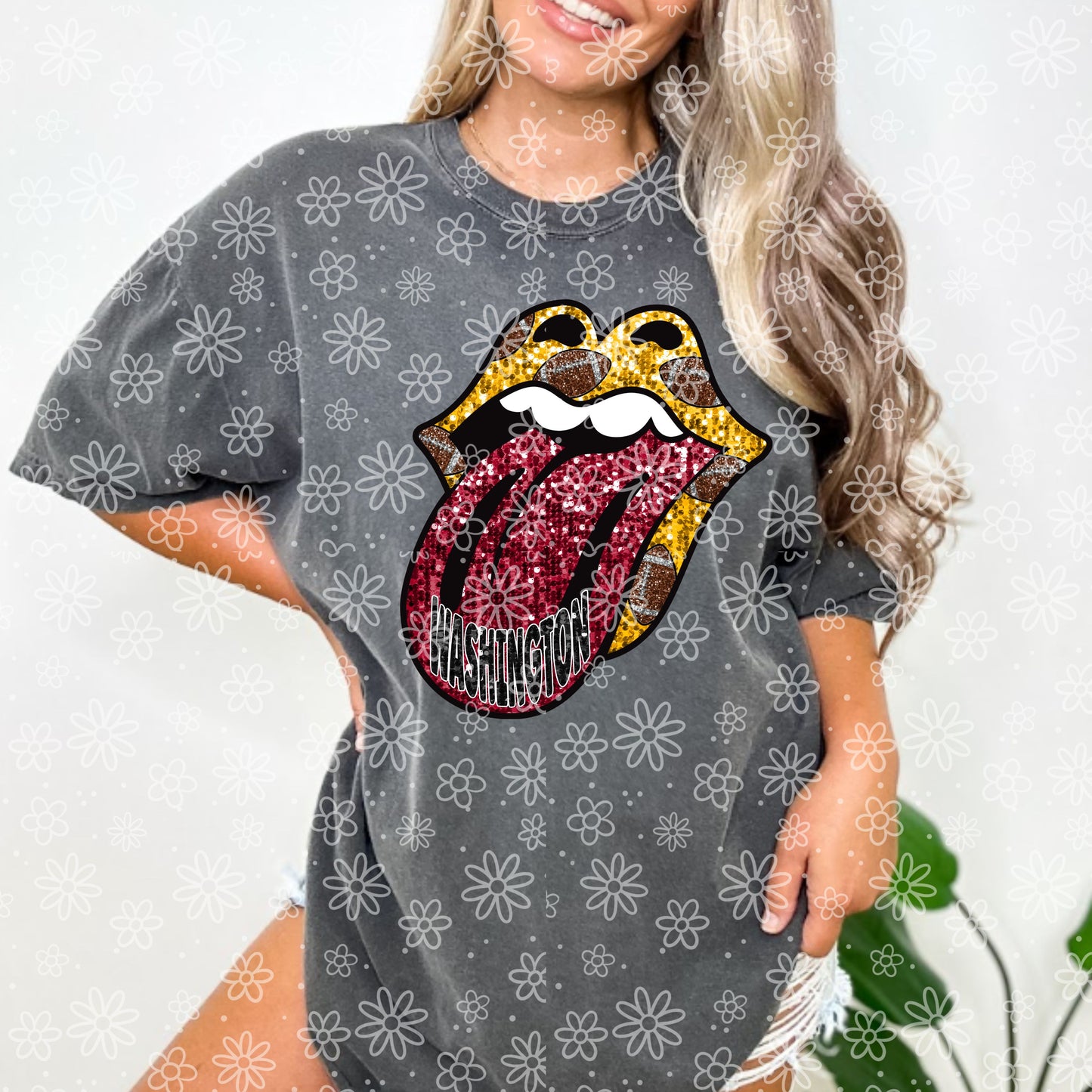 SEQUIN FOOTBALL TONGUE| Bundle Available | PNG | October 2023