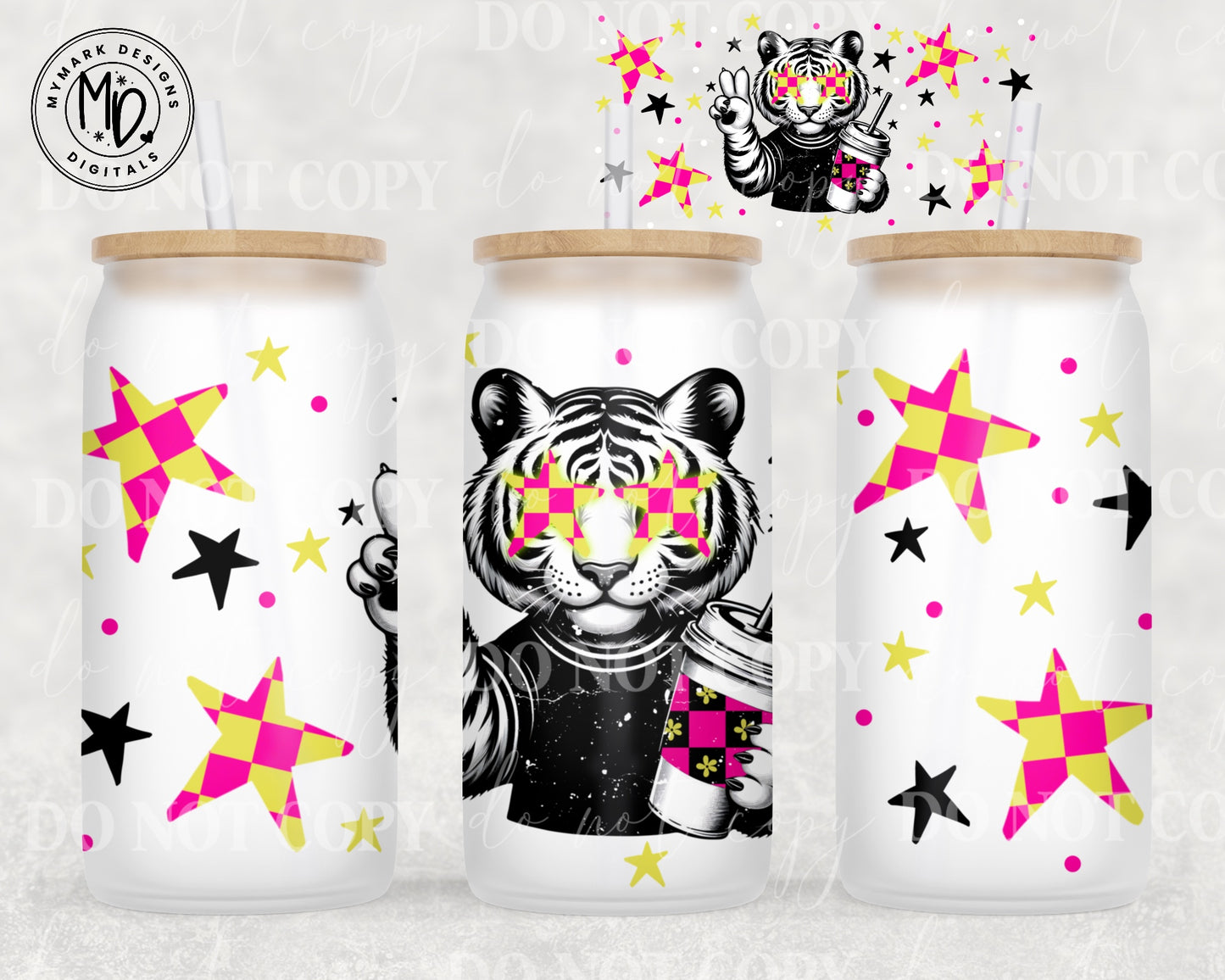 Neon Tiger : 16oz Wrap : PNG : Digital Download