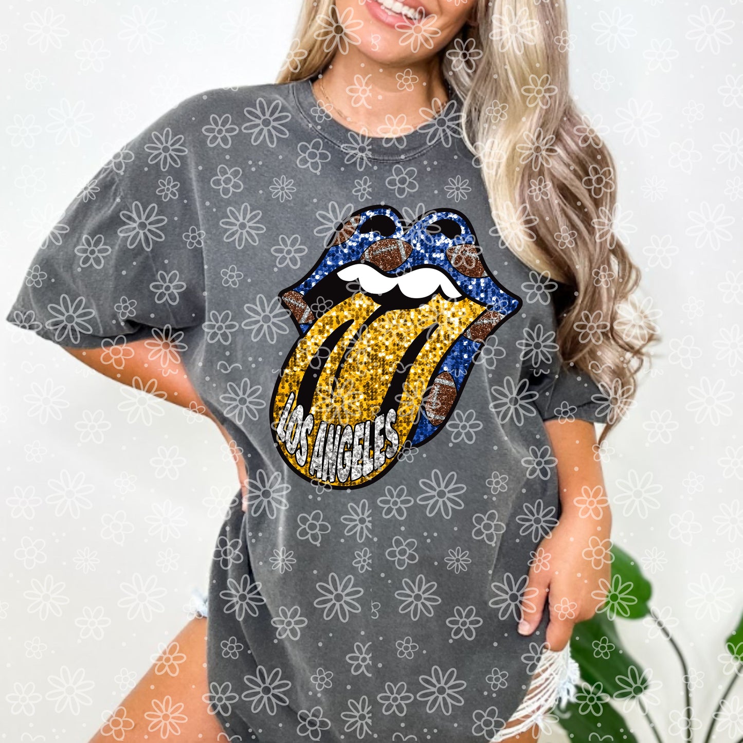 SEQUIN FOOTBALL TONGUE| Bundle Available | PNG | October 2023