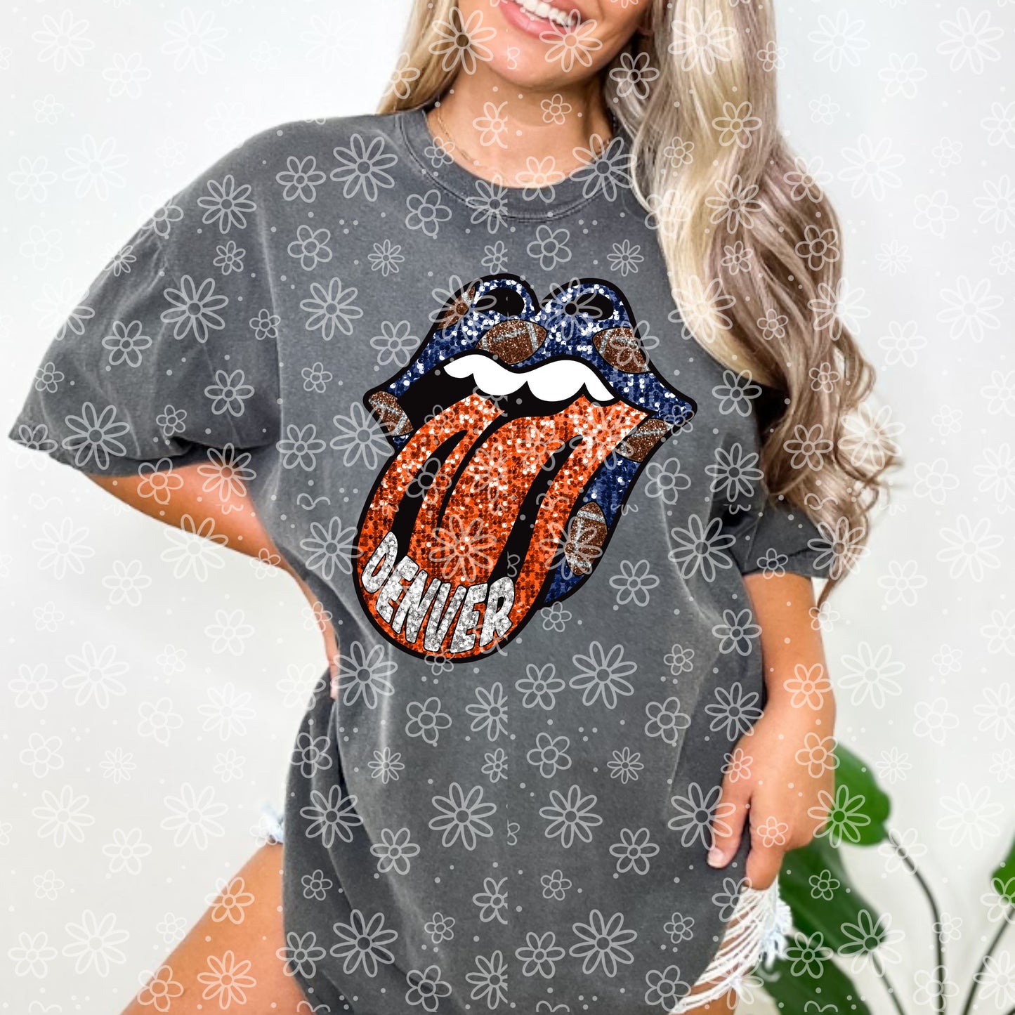SEQUIN FOOTBALL TONGUE| Bundle Available | PNG | October 2023