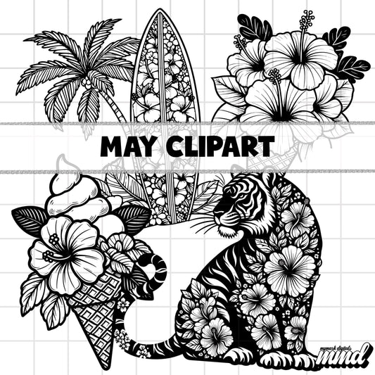 OUTLINE SUMMER CLIPART