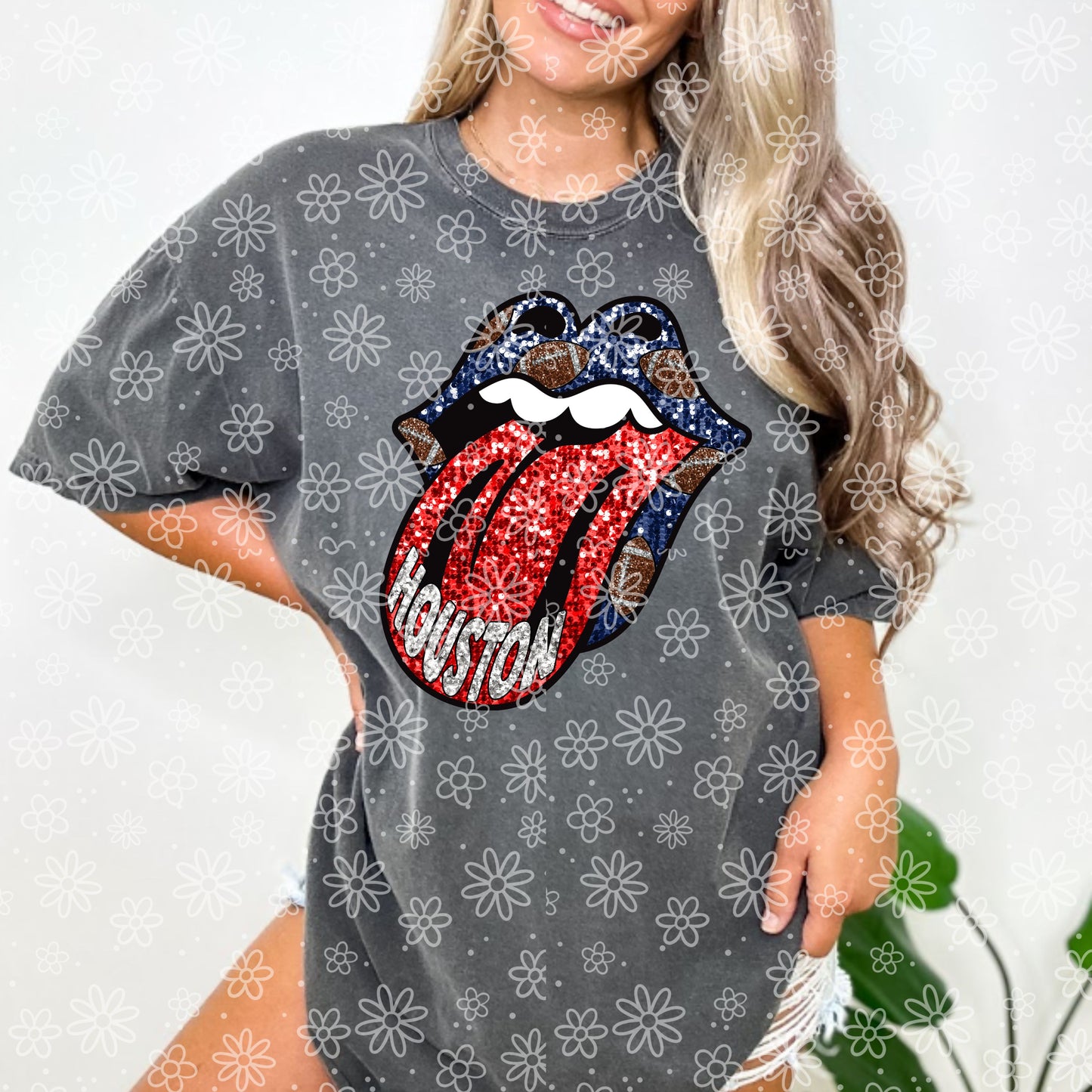 SEQUIN FOOTBALL TONGUE| Bundle Available | PNG | October 2023