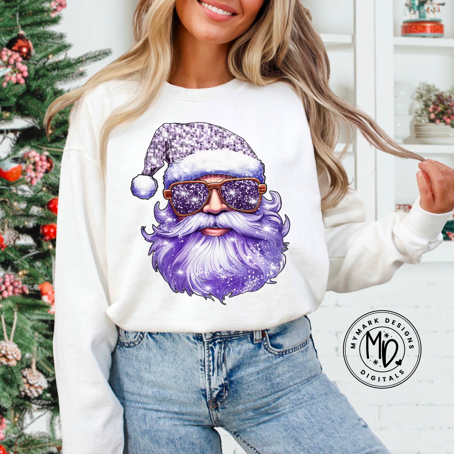 Purple Groovy Santa PNG