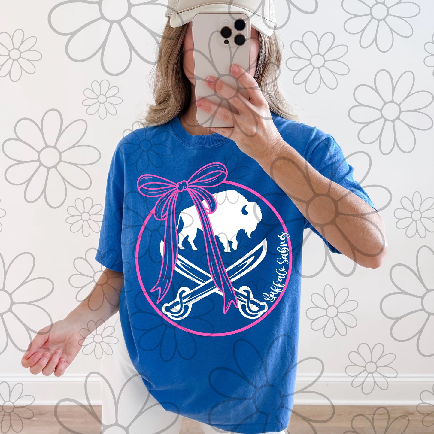 Girly Pink Bow Buffalo Hockey | PNG | multiple colorways