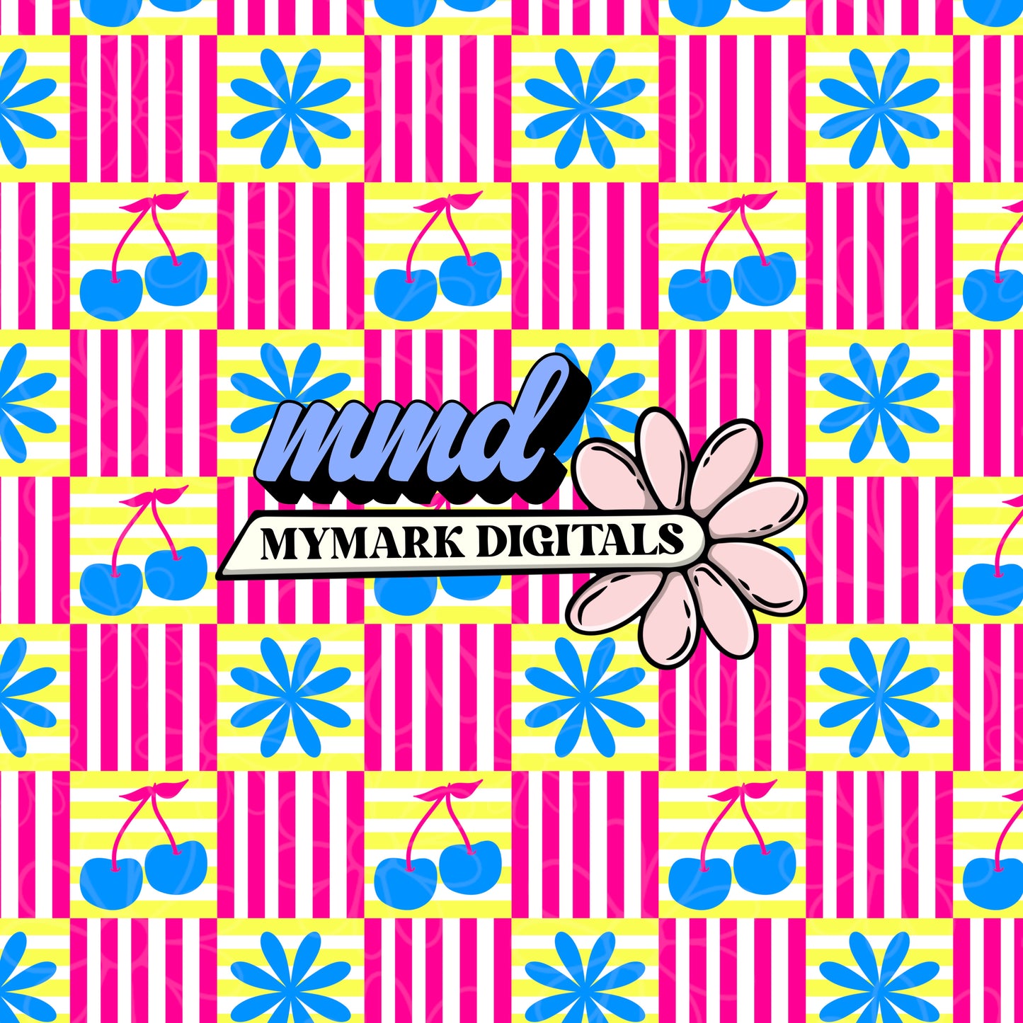 Sunshine Cherries Neon Seamless | Swim Safe | Repeating Pattern | February 26