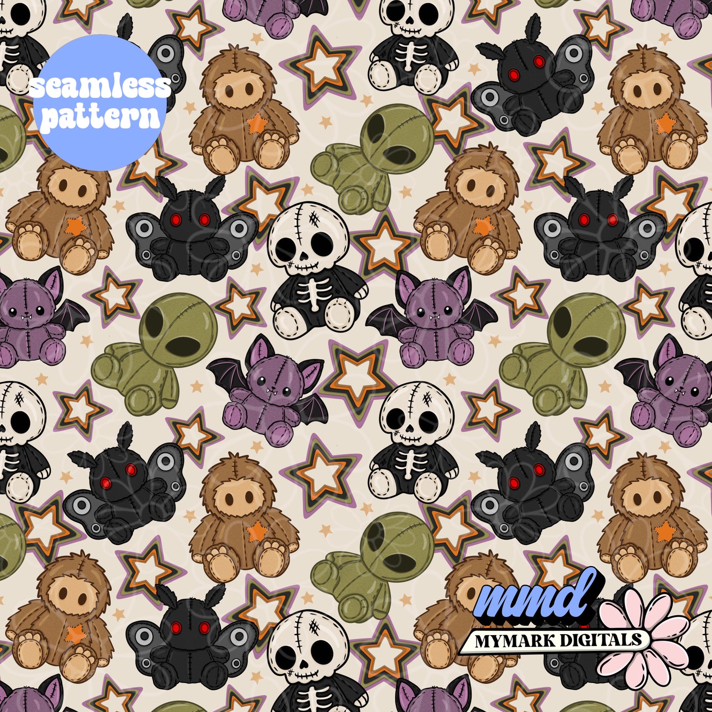 Boo Halloween Plushy Characters Seamless - | Repeating Pattern  | July 2026