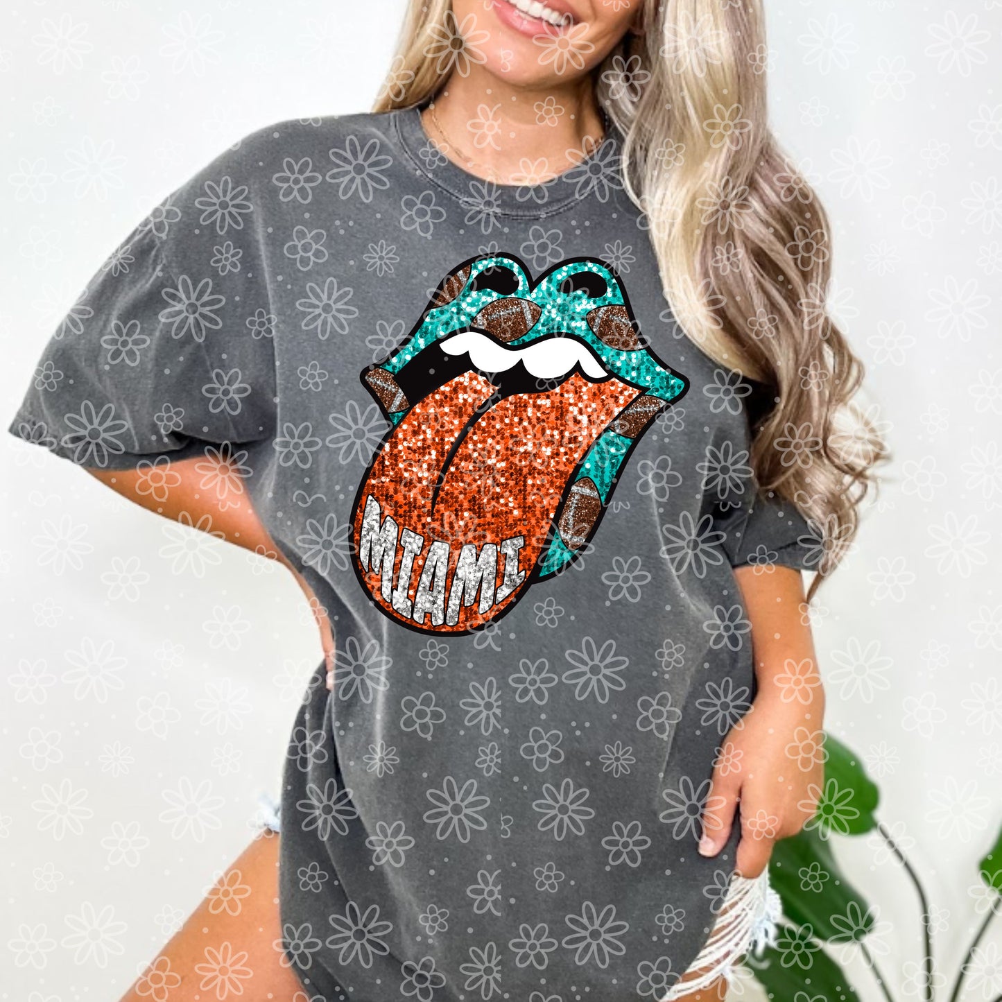 SEQUIN FOOTBALL TONGUE| Bundle Available | PNG | October 2023