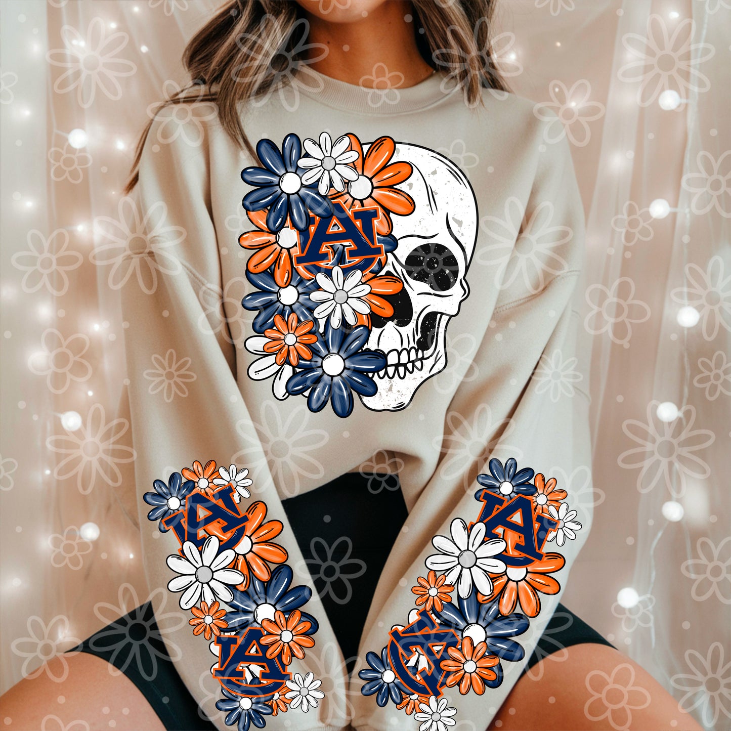 COLLEGE SERIES - Skull Half Floral