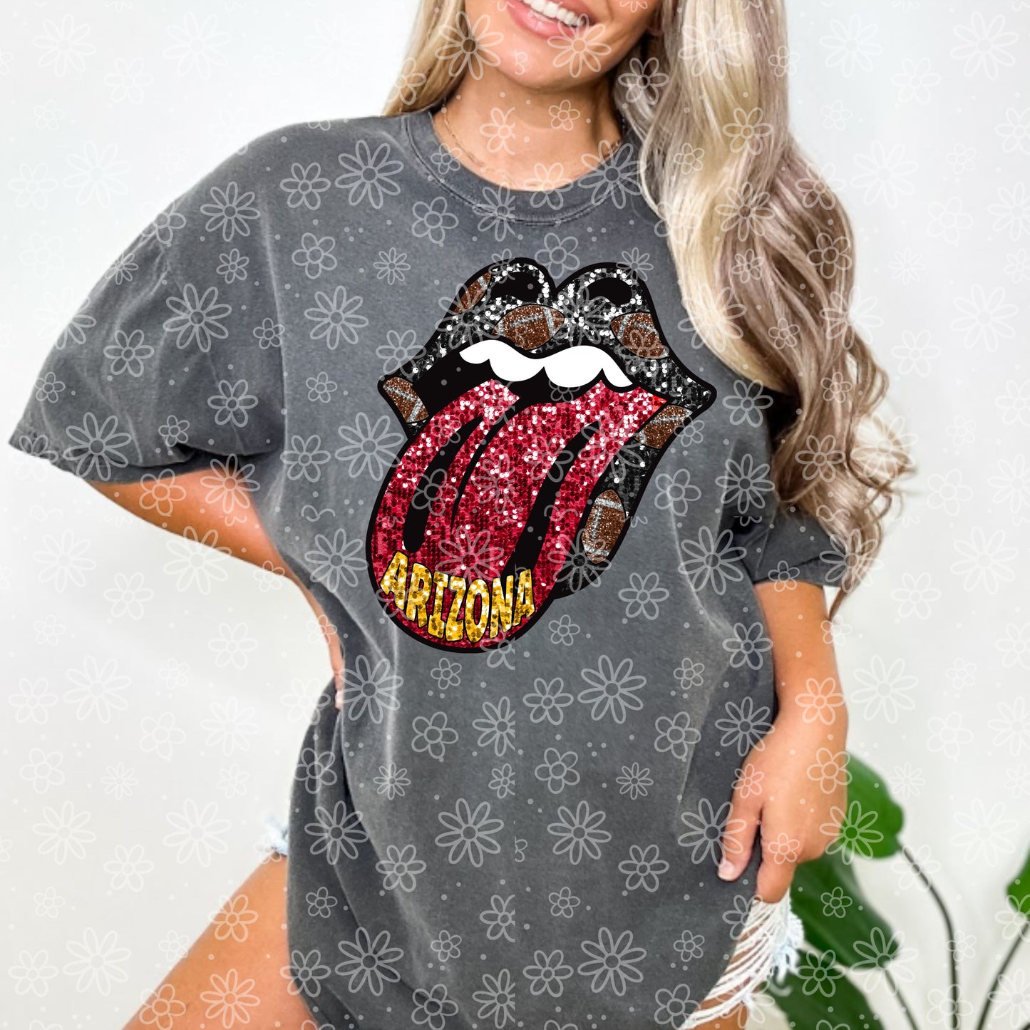 SEQUIN FOOTBALL TONGUE| Bundle Available | PNG | October 2023