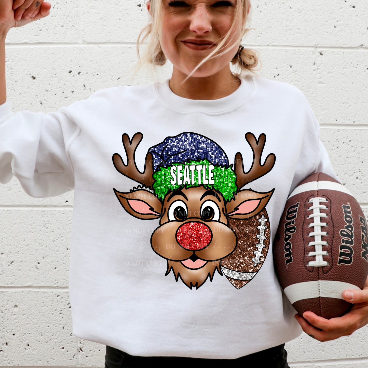 Seattle : Christmas Reindeer : Plain & Faux Sequin Included : PNG