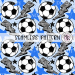 Soccer : Blue Bolt Stars : Seamless Design