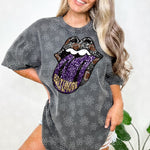 SEQUIN FOOTBALL TONGUE| Bundle Available | PNG | October 2023