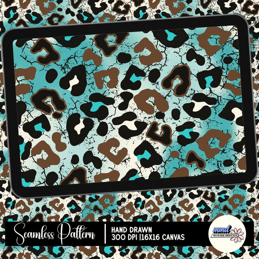 Teal Animal Print Seamless | Repeating Pattern | FDD