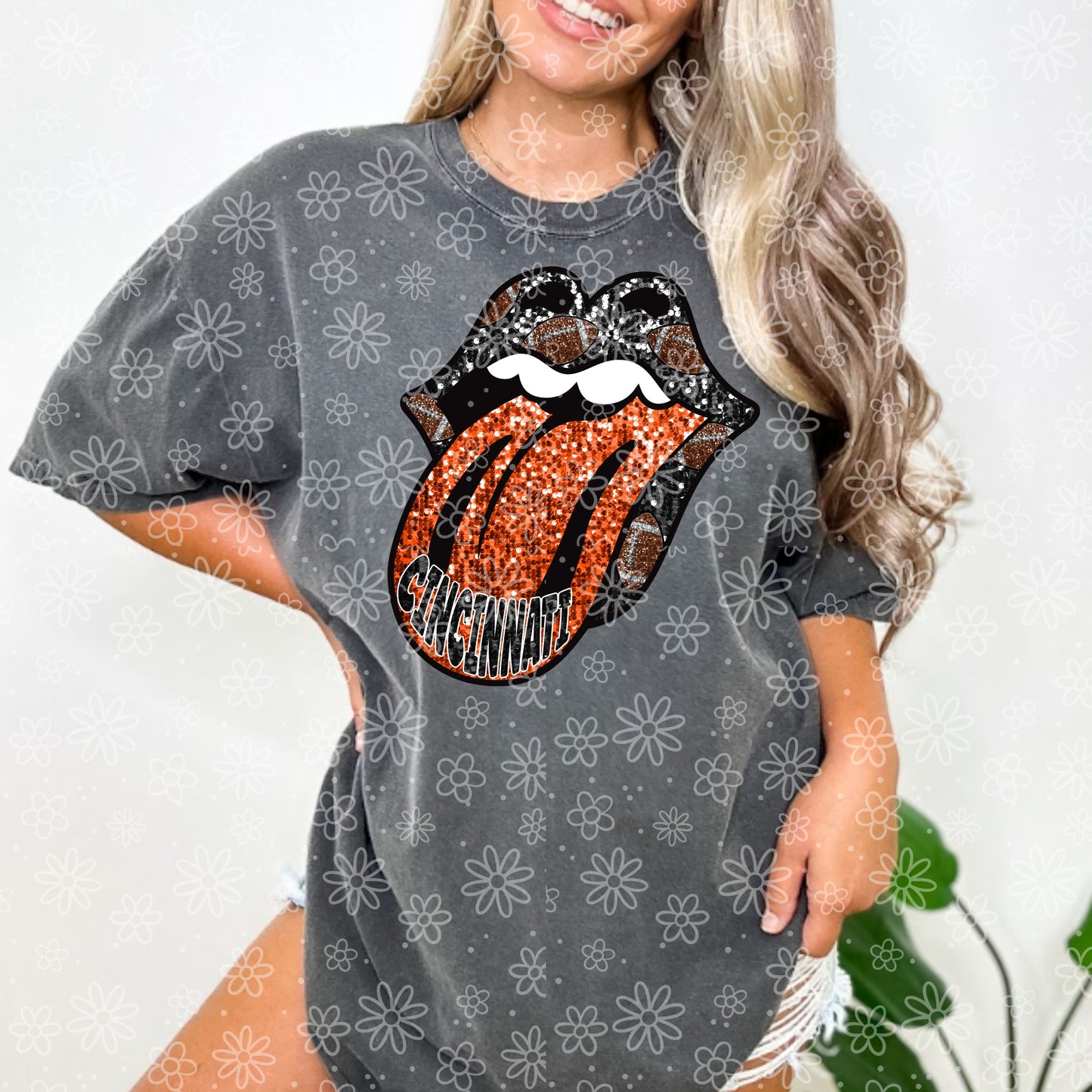 SEQUIN FOOTBALL TONGUE| Bundle Available | PNG | October 2023