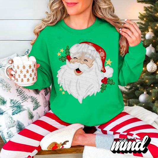 Faux Embroidered Santa | Both skin tones included | November24 |PNG