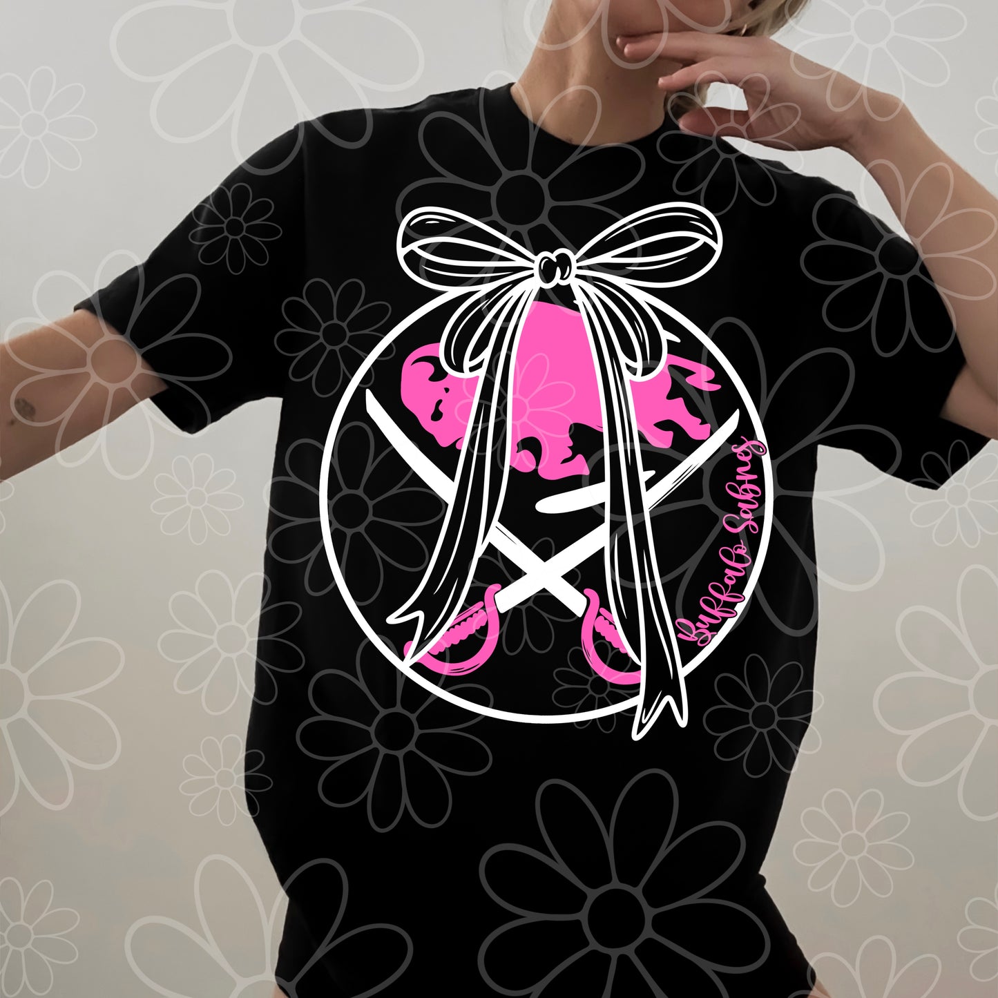 Girly Pink Bow Buffalo Hockey | PNG | multiple colorways