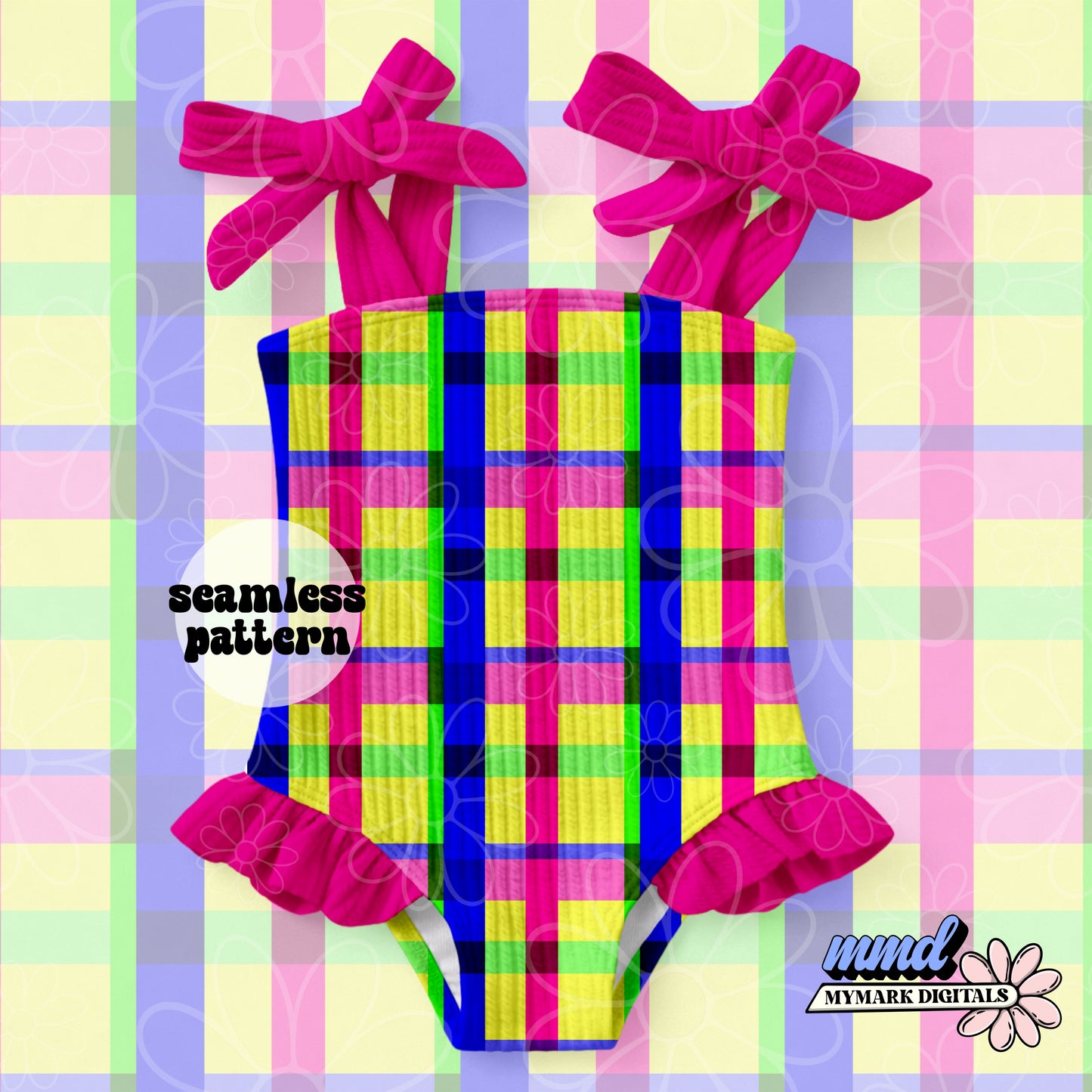 Neon Plaid Seamless | Swim Safe | Repeating Pattern | February 26