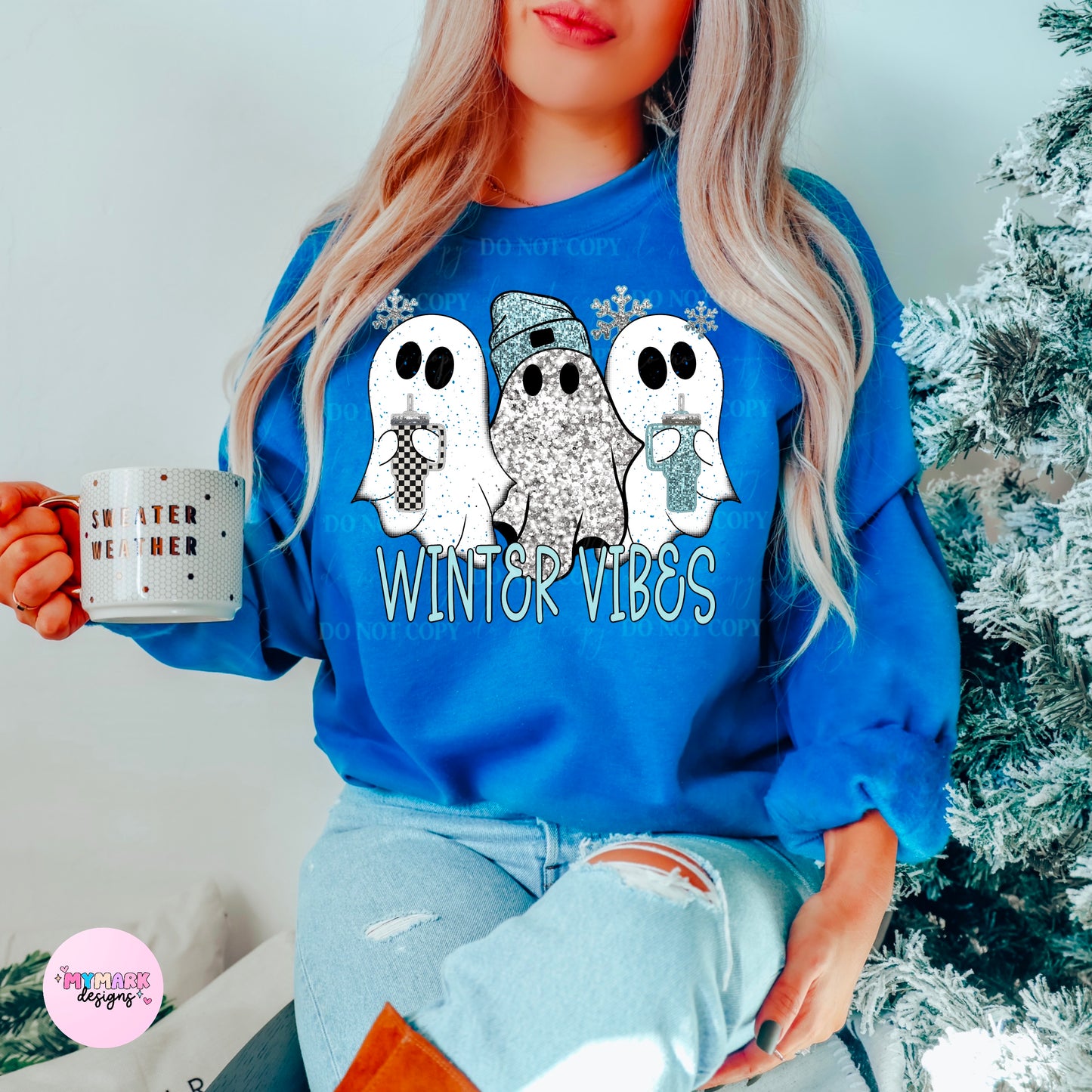 Winter Vibes Ghosties : Faux Sequins : PNG