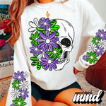 Never Trust The Living Floral Skull : Sleeve Set : PNG