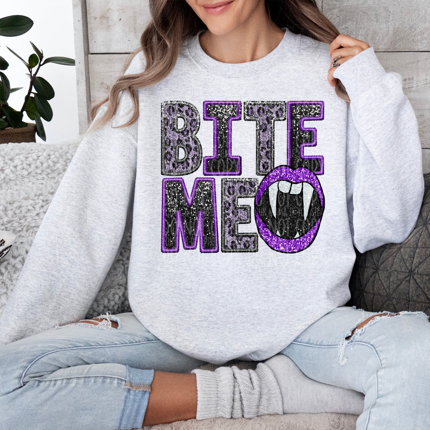 Bite Me Purple : FAUX EMBROIDERY : PNG