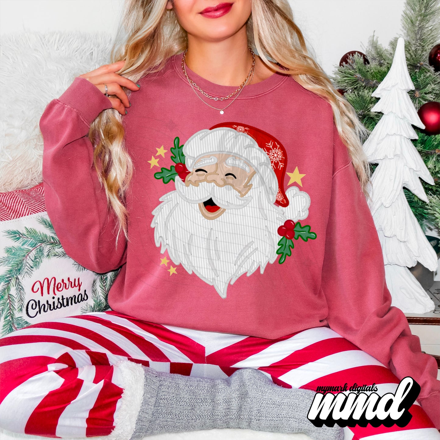 Faux Embroidered Santa | Both skin tones included | November24 |PNG