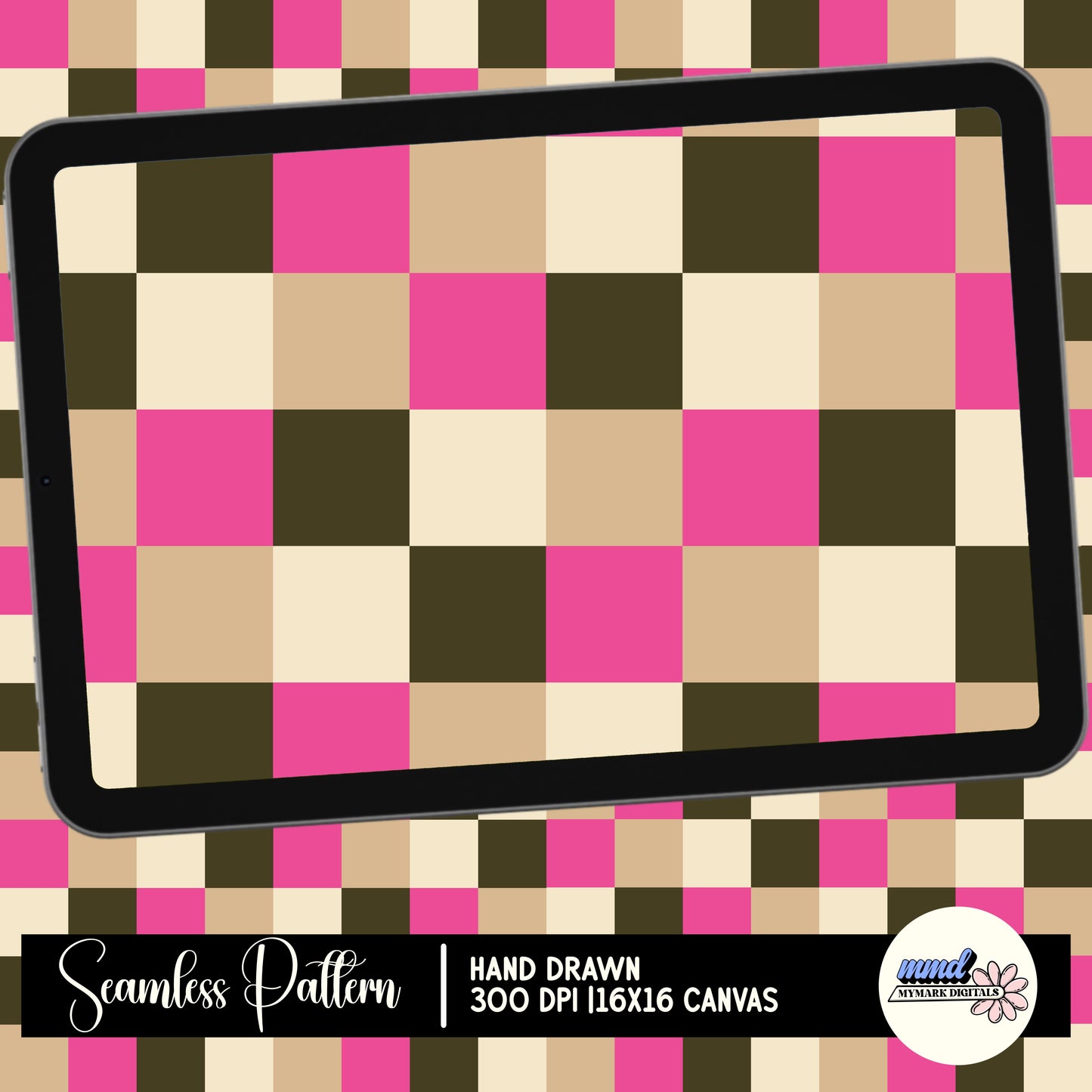 Spring Woodland Checker Coordinate Seamless | Repeating Pattern | February 26