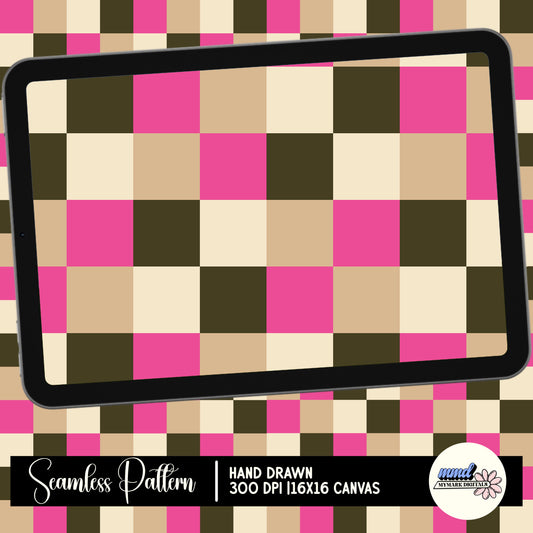 Spring Woodland Checker Coordinate Seamless | Repeating Pattern | February 26