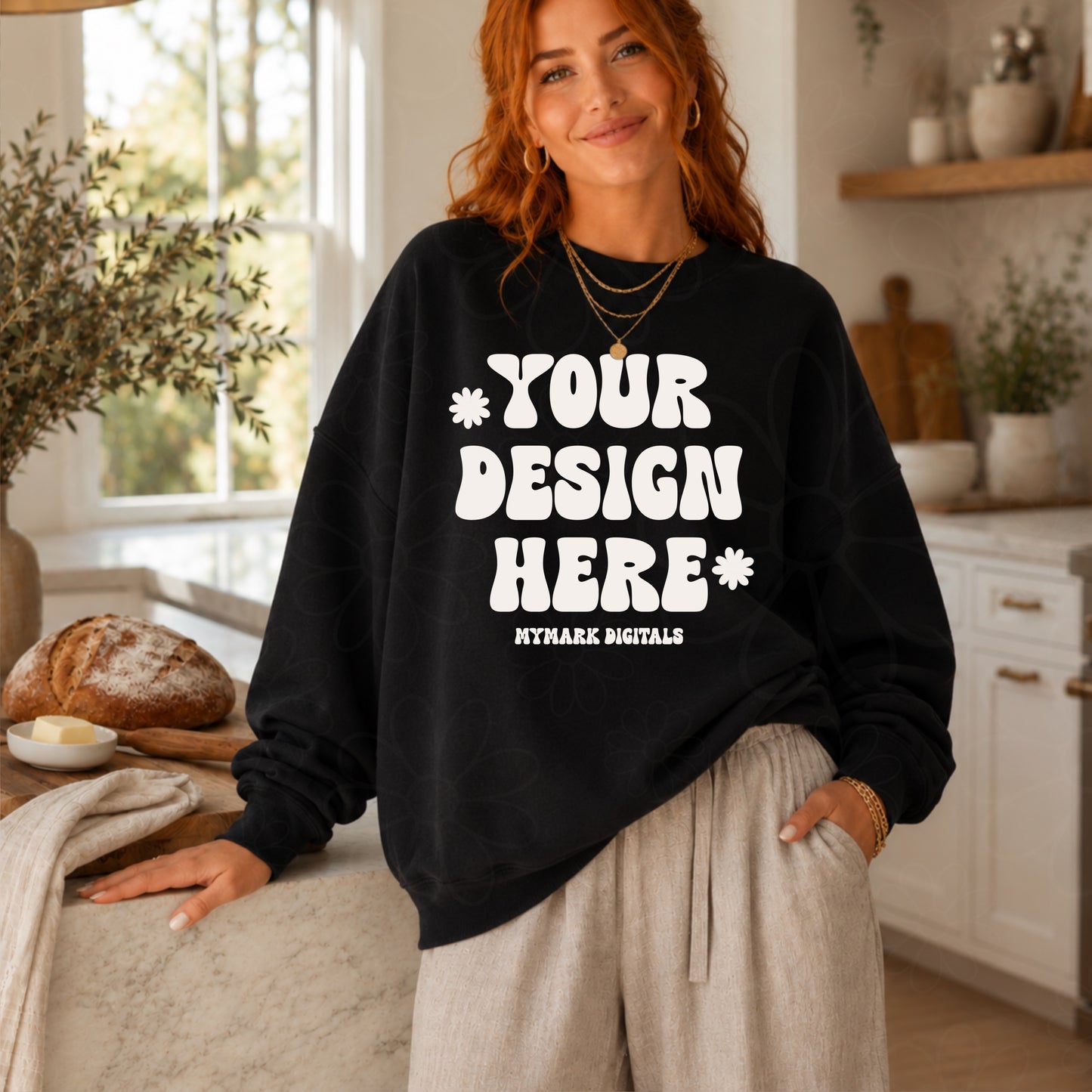 Gildan 18000 Black Sweatshirt Mockup | Trendy Mockup | Sourdough Mockup