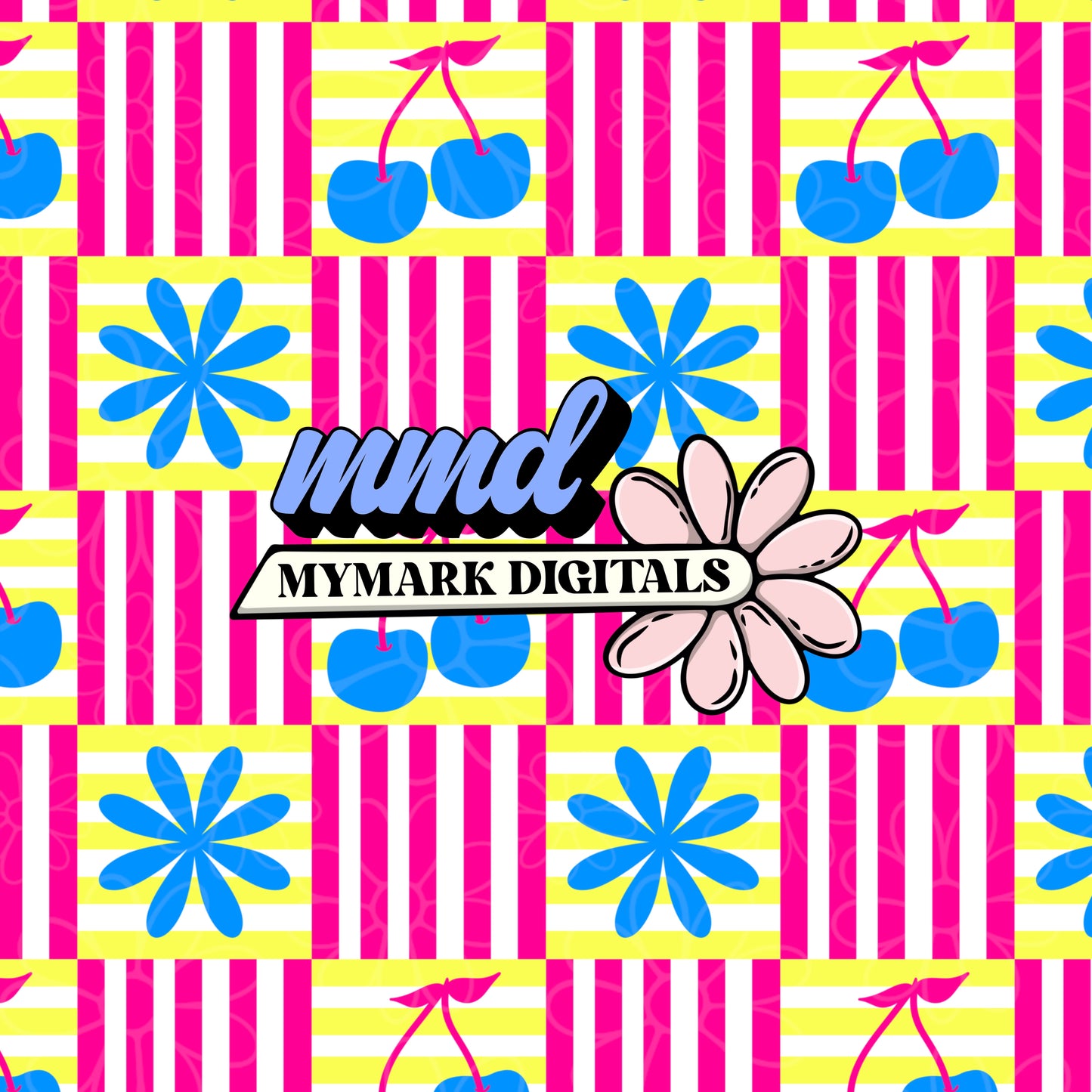 Sunshine Cherries Neon Seamless | Swim Safe | Repeating Pattern | February 26