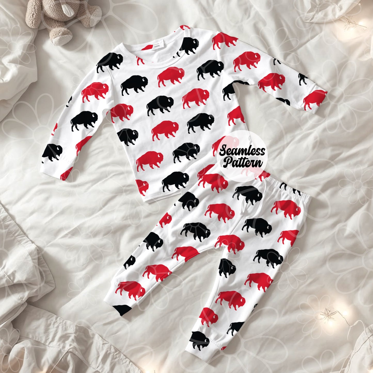Buffalo Retro Hockey : Seamless Design