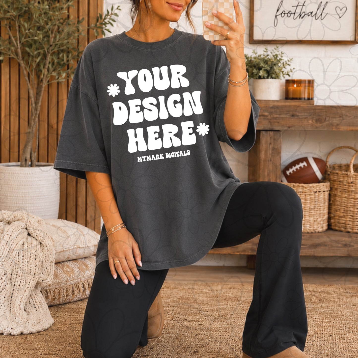 Boutique Football Mock Up | Comfort Colors Pepper Mockup